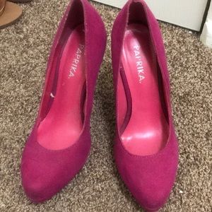 Pink suede heels